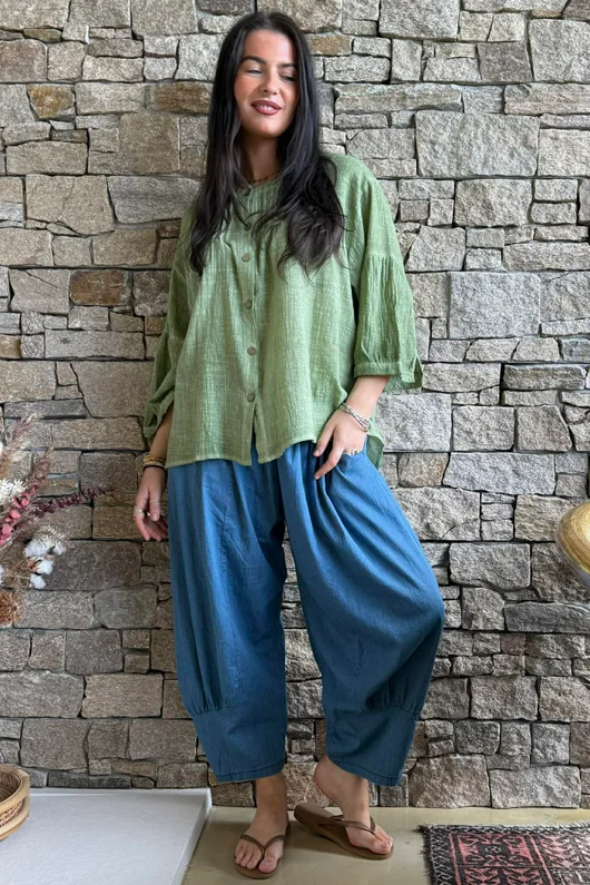 Loom & Thread Pin Tuck Blouse Washed Lawn /40=